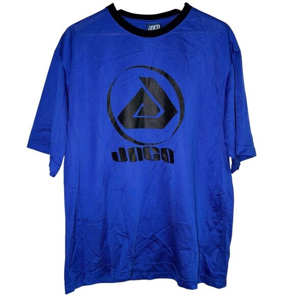 Vintage JNCO Men’s Ringer Shirt Jersey Large Y2K Blue Short Sleeve Streetwear - Picture 1 of 8